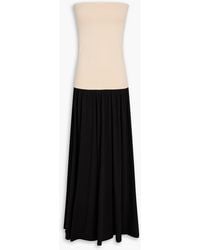 By Malene Birger - Marciella Strapless Two-tone Cotton-blend Jersey Maxi Dress - Lyst