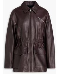 Theory - Gathered Leather Jacket - Lyst