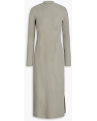 Vince - Ribbed Cotton-blend Midi Dress - Lyst