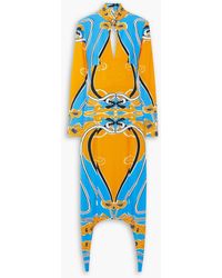 Patou - Open-back Cutout Printed Stretch-seersucker Midi Dress - Lyst