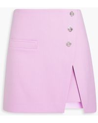 Maje - Wrap-effect Embellished Twill Mini Skirt - Lyst