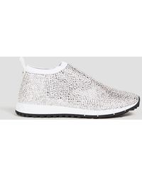 Jimmy Choo - Norway Embellished Stretch-knit Slip-on Sneakers - Lyst