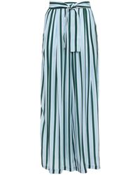 TOME Belted Silk-cady Wide-leg Trousers - Blue