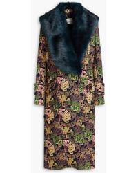 Zimmermann - Faux Fur-trimmed Double-breasted Jacquard Coat - Lyst