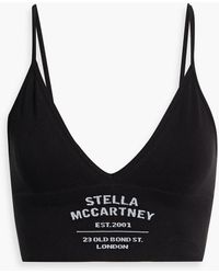Stella McCartney - Printed Ribbed Jersey Cotton-blend Sports Bra - Lyst