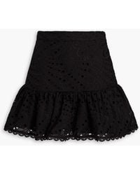 Charo Ruiz - Ibiza Ruffled Broderie Anglaise Cotton-blend Mini Skirt - Lyst