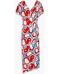 Diane von Furstenberg - Havana kleid aus jersey mit print und wickeleffekt - Lyst