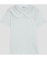 RED Valentino - Point D'esprit-paneled Cotton-jersey T-shirt - Lyst