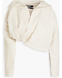 Jacquemus - Mejean Asymmetric Cropped Cotton And Linen-blend Shirt - Lyst