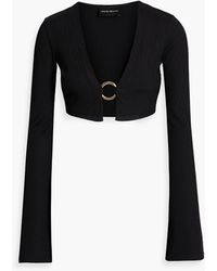 Louisa Ballou - Cropped Ring-embellished Ribbed Stretch-jersey Top - Lyst