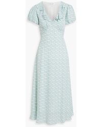 Solid & Striped - The Calais Ruffled Printed Crepe Midi Dress - Lyst