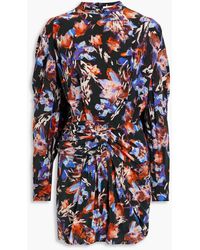 IRO - Crista gerafftes minikleid aus crêpe mit print - Lyst