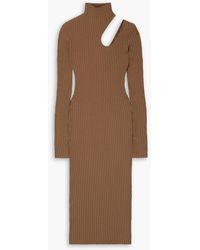 Anine Bing - Victoria midikleid aus gerippter baumwolle mit stehkragen und cut-out - Lyst