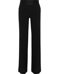 Jonathan Simkhai Satin-trimmed Crepe Straight-leg Trousers - Black