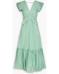 FARM Rio - Bead-embellished Cotton-poplin Midi Dress - Lyst