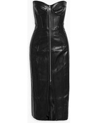 Nicholas - Delphine Strapless Faux Leather Midi Dress - Lyst