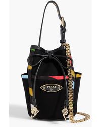 PUCCI - Leather-trimmed Cotton Bucket Bag - Lyst