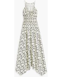 Proenza Schouler - Ruched Floral-print Cotton-poplin Midi Dress - Lyst
