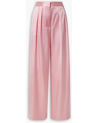 Adam Lippes - Pleated Silk-Charmeuse Wide-Leg Pants - Lyst