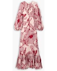 La DoubleJ - Printed Silk-Blend Chiffon Maxi Dress - Lyst