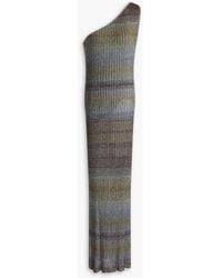 Missoni - Maxikleid aus rippstrick mit metallic-effekt und asymmetrischer schulterpartie - Lyst