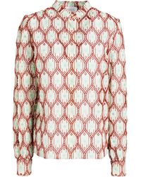 Giambattista Valli Embroidered Gathered Cotton-blend Shirt - Multicolour
