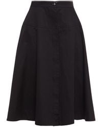 Marni Cotton And Linen-blend Drill Midi Skirt - Black