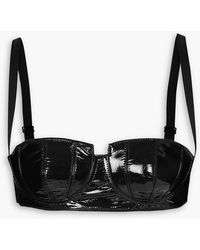 Interior - Maia Cropped Patent-leather Bustier Top - Lyst