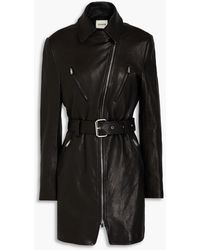 Khaite - Belted Leather Mini Dress - Lyst