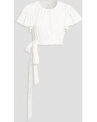 Cinq À Sept - Christie Cropped Gathered Stretch-cotton Top - Lyst
