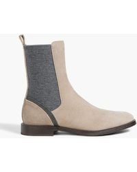 Brunello Cucinelli - Bead-embellished Suede Chelsea Boots - Lyst