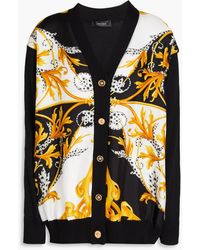Versace - Printed Silk And Cotton-blend Twill Cardigan - Lyst