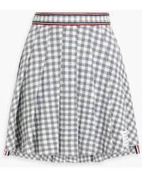 Thom Browne - Pleated Gingham Cotton-Blend Bouclé-Tweed Mini Skirt - Lyst