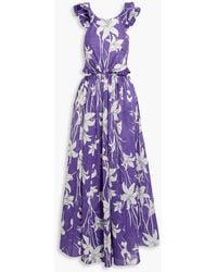 Zimmermann - Ruffled Cutout Floral-print Cotton-voile Maxi Dress - Lyst