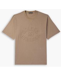 Dolce & Gabbana - Logo-Embroidered Cotton-Jersey T-Shirt - Lyst