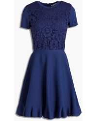 Valentino Garavani - Corded Lace-paneled Stretch-knit Mini Dress - Lyst
