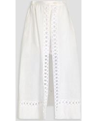 Sandro - Crochet-Trimmed Linen-Blend Midi Skirt - Lyst