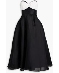 Carolina Herrera - Strapless Twill-paneled Silk-faille Midi Dress - Lyst