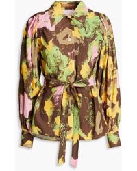 Rejina Pyo - Printed Ruched Crepe Shirt - Lyst