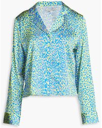 Stella McCartney - Leopard-print Stretch-silk Satin Pajama Top - Lyst