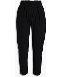 Raquel Allegra Cropped Cotton-jersey Tapered Trousers - Black