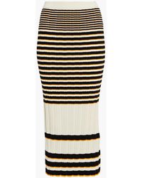 Theory - Striped Ribbed Cotton-blend Midi Skirt - Lyst