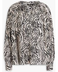Isabel Marant - Amba Gathered Zebra-print Silk-blend Crepe De Chine Blouse - Lyst