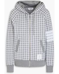 Thom Browne - Checked Jacquard-Knit Cotton Zip-Up Hoodie - Lyst