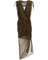 Veronica Beard - Teagan Ruched Tiger-print Silk-chiffon Midi Dress - Lyst