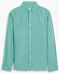 120% Lino - Striped Linen Shirt - Lyst