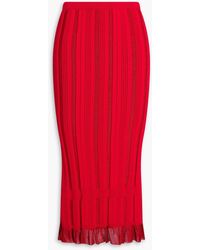 Simone Rocha - Metallic Ribbed-Knit Midi Pencil Skirt - Lyst