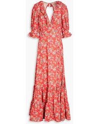 byTiMo - Cutout Gathered Floral-print Crepe Maxi Dress - Lyst