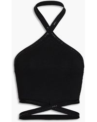 T By Alexander Wang - Cropped Stretch-jersey Halterneck Top - Lyst