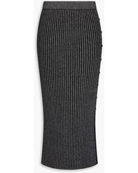 Tory Burch - Ribbed Metallic Merino Wool-blend Midi Pencil Skirt - Lyst